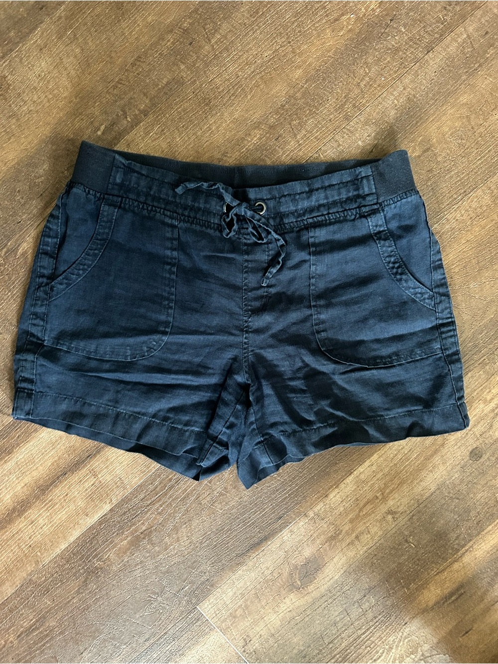 Athleta Linen Pull-on Navy Blue Shorts Size 10